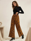 Wide Leg Broek in Bruine Luipaardprint - Miss Madera MIS-F93967