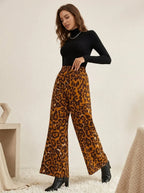 Wide Leg Broek in Bruine Luipaardprint - Miss Madera MIS-F93967