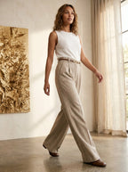 Wide Leg Broek met hoge taille en riem - Miss Madera MIS-86E61B