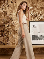 Wide Leg Broek met hoge taille en riem - Miss Madera MIS-86E61B