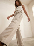 Wide Leg Broek met hoge taille en riem - Miss Madera MIS-86E61B