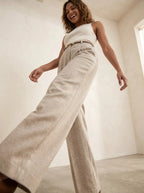 Wide Leg Broek met hoge taille en riem - Miss Madera MIS-86E61B