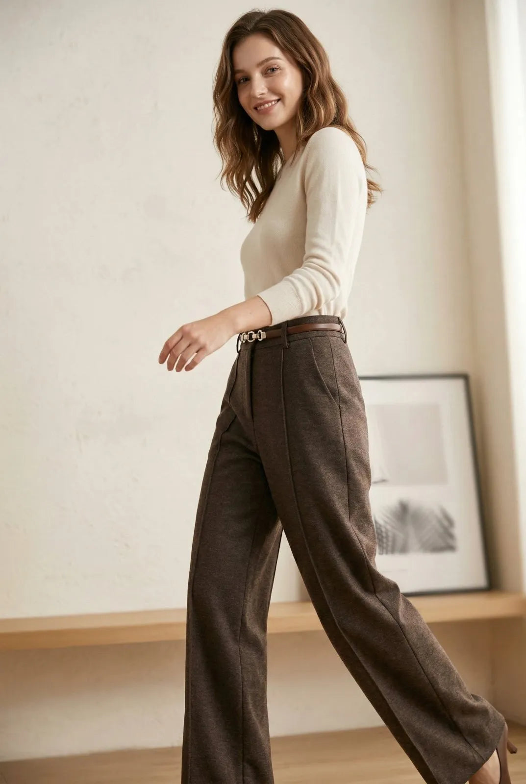 Wide Leg pantalon donkerbruin - Miss Madera MIS-5CF3AB