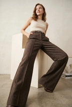 Wide Leg pantalon donkerbruin - Miss Madera MIS-5CF3AB