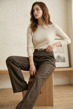 Wide Leg pantalon donkerbruin - Miss Madera MIS-5CF3AB