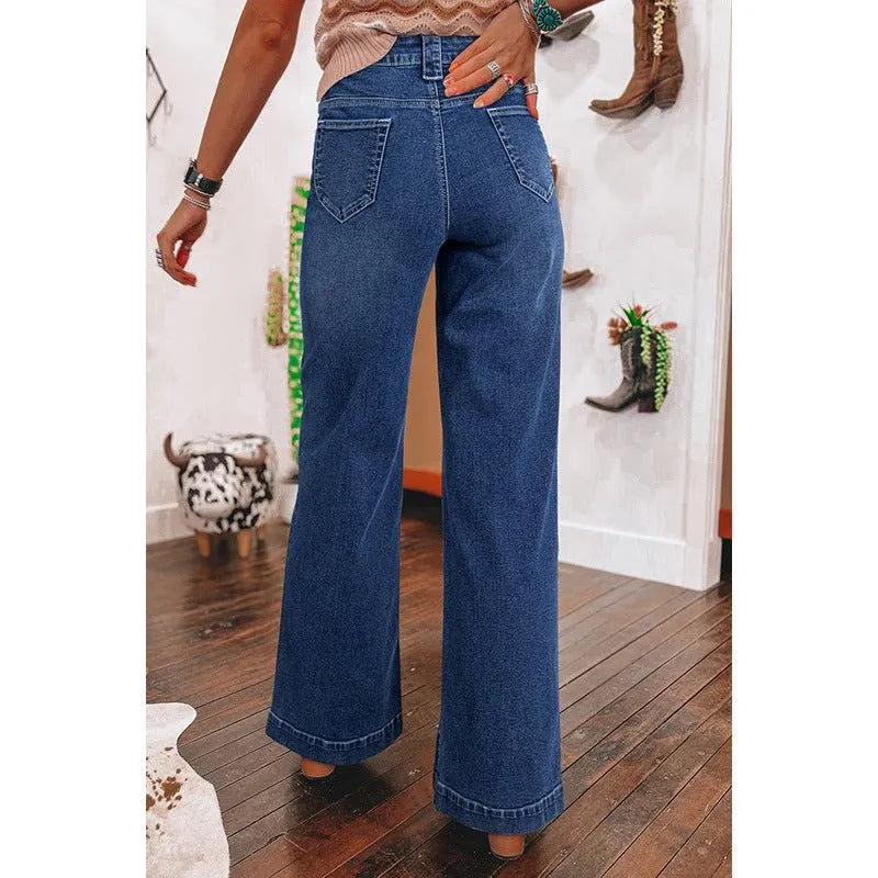 Wide-leg retro jeans met opgestikte zakken - Miss Madera MIS-52C3FA