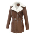 Jas Dames Getailleerd Teddy Kraag Asymmetrische Rits Lang