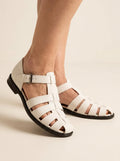 Witte Fisherman Sandalen Leer – Zomer Dames Schoenen - Miss Madera MIS-3EEFE2