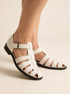 Witte Fisherman Sandalen Leer – Zomer Dames Schoenen - Miss Madera MIS-3EEFE2