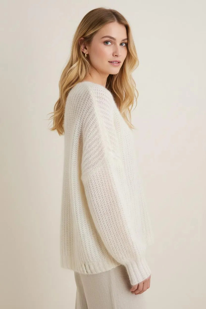 Wol Kasjmier Trui Dames | Bootnek Oversized Gebreid - Miss Madera MIS-TPPBJZ