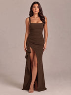 Jurk Dames Strapless Maxi Hoge Split