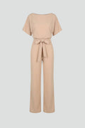 Miss | Jumpsuit Dames Wijde Pijpen Strikceintuur Korte Mouw