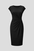 Miss | Jurk Dames Kniehoogte Gesmockte Taille Cap Mouwen