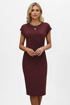 Miss | Jurk Dames Kniehoogte Gesmockte Taille Cap Mouwen