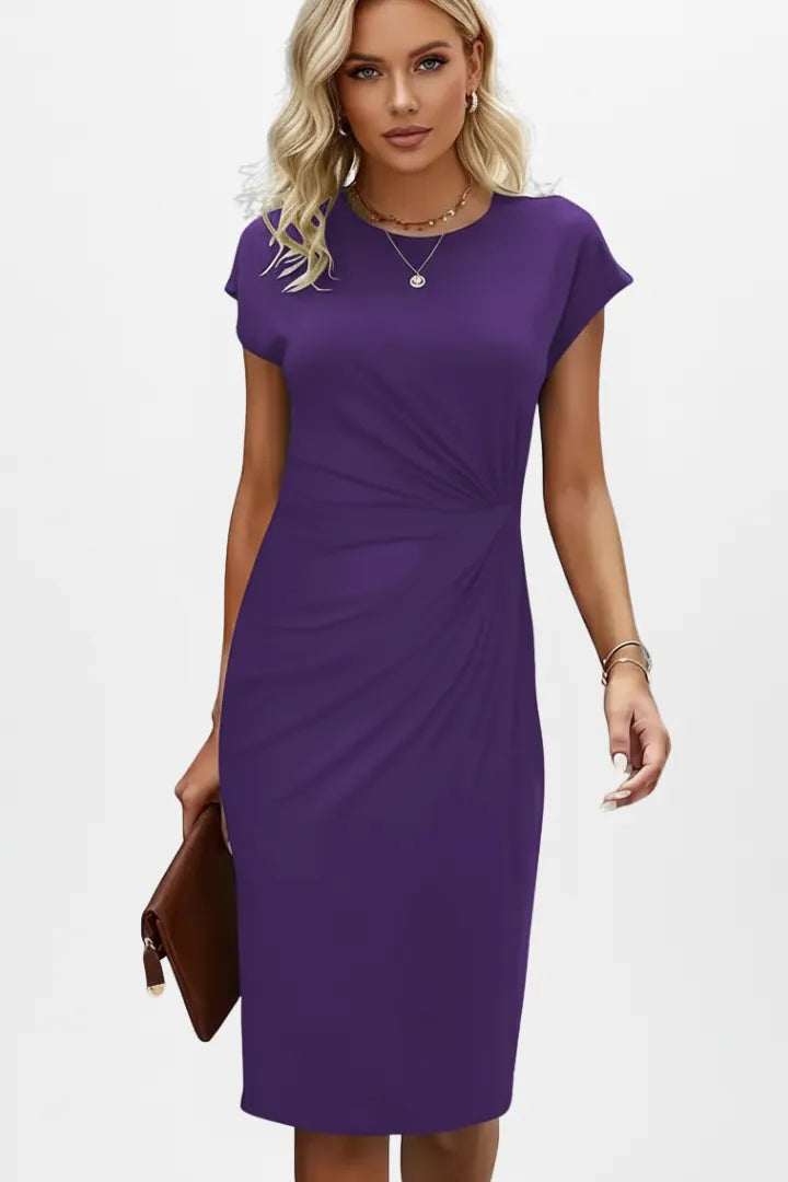 Miss | Jurk Dames Kniehoogte Gesmockte Taille Cap Mouwen