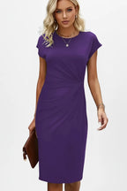 Miss | Jurk Dames Kniehoogte Gesmockte Taille Cap Mouwen
