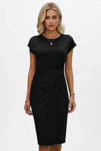Miss | Jurk Dames Kniehoogte Gesmockte Taille Cap Mouwen
