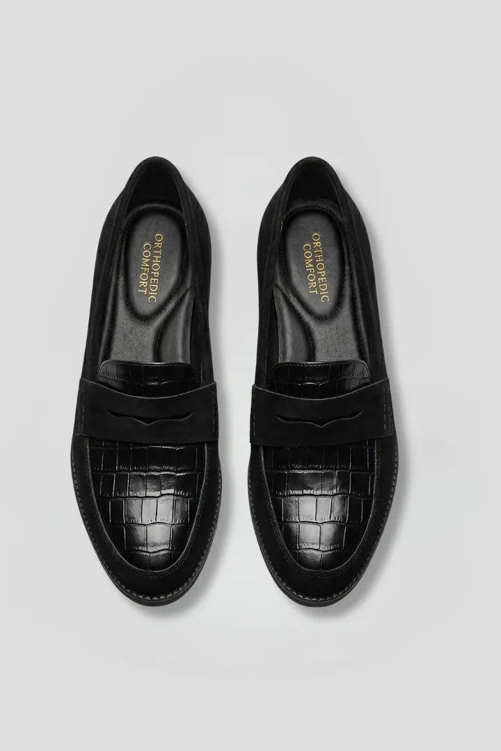 Miss | Loafers Dames Instap Ronde Neus Croc-Reliëf Platte Zool