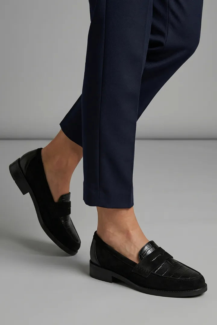 Miss | Loafers Dames Instap Ronde Neus Croc-Reliëf Platte Zool