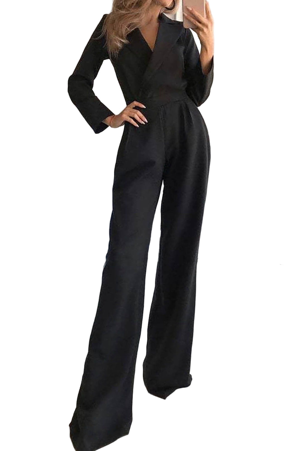 Miss | Jumpsuit Dames Getailleerd Wijde Pijpen Blazerkraag