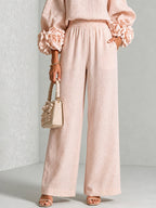 Co-ord set Dames Bloemen Manchetten Wijde Pijpen High-Waist