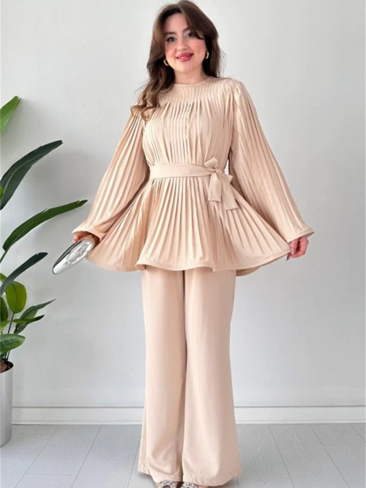 Miss | Tweedelige Set Dames Top + Flared Broek – Co-ord Set