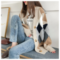 Vest Dames Oversized Geruite V-hals Ballonmouw