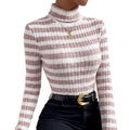 Trui Dames Slim Fit Coltrui Gestreept Lange Mouw