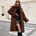 Jas Dames Lang Fluffy Faux Fur Lange Mouw