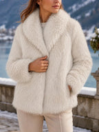 Jas Dames Gevoerd Reverskraag Bontdetail Regular Fit