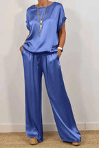 Co-ord set Dames Losse Blouse Wijde Pijpen Casual