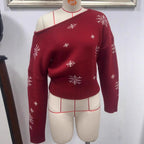 Kersttrui Dames Sneeuwvlok Boothals – Gebreide Kersttrui