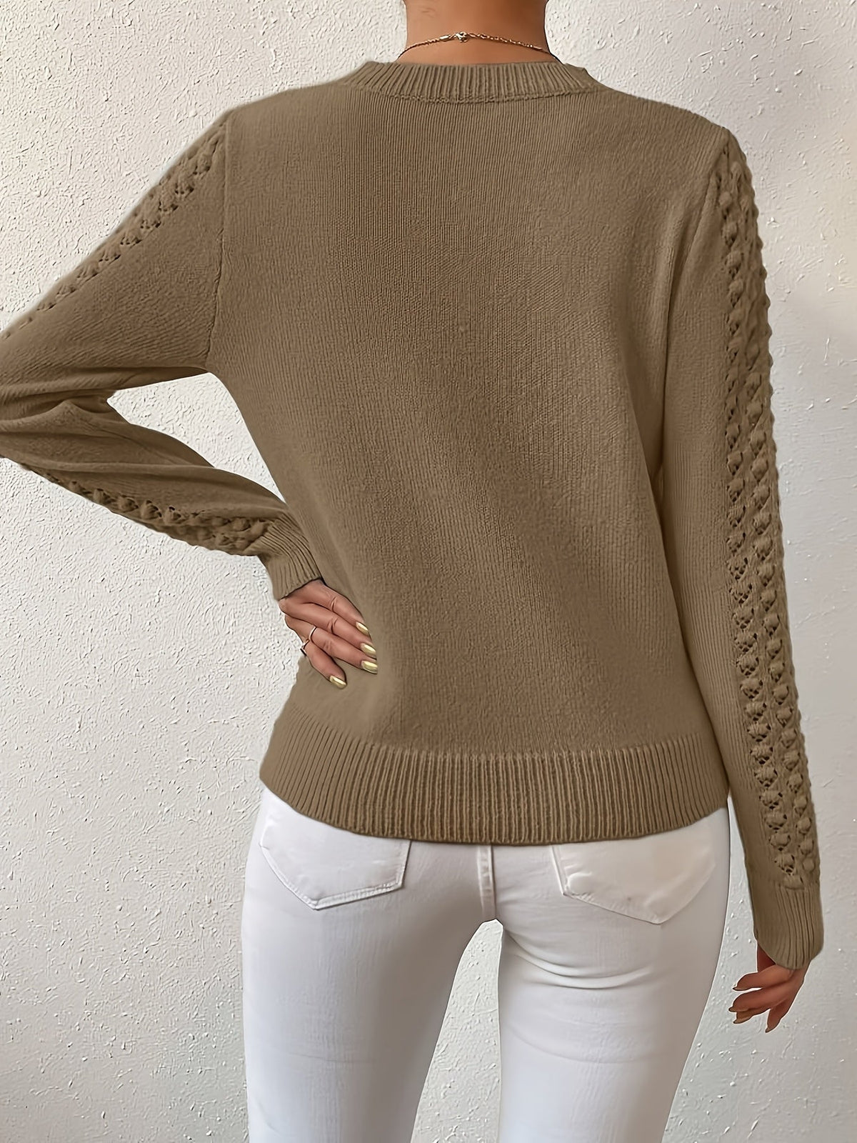 Miss | Trui Dames Ajourpatroon Ronde Hals Casual - Gebreid