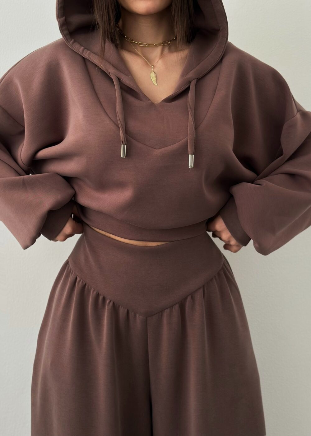 Co-ord set Dames V-hals Capuchon Casual Broekset