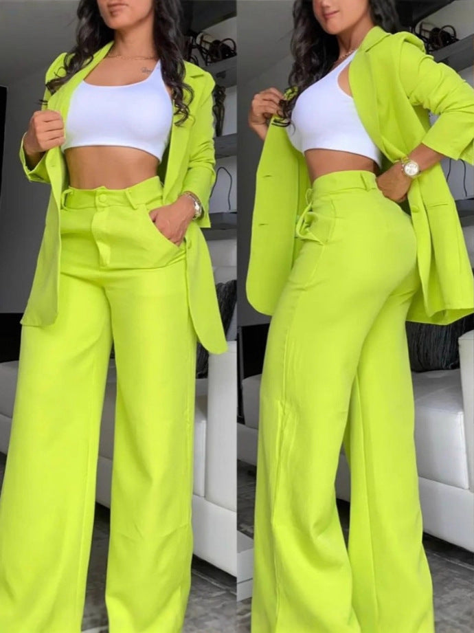 Co-ord set Dames Revers Blazer Splitsmouw Rechte Pijpen