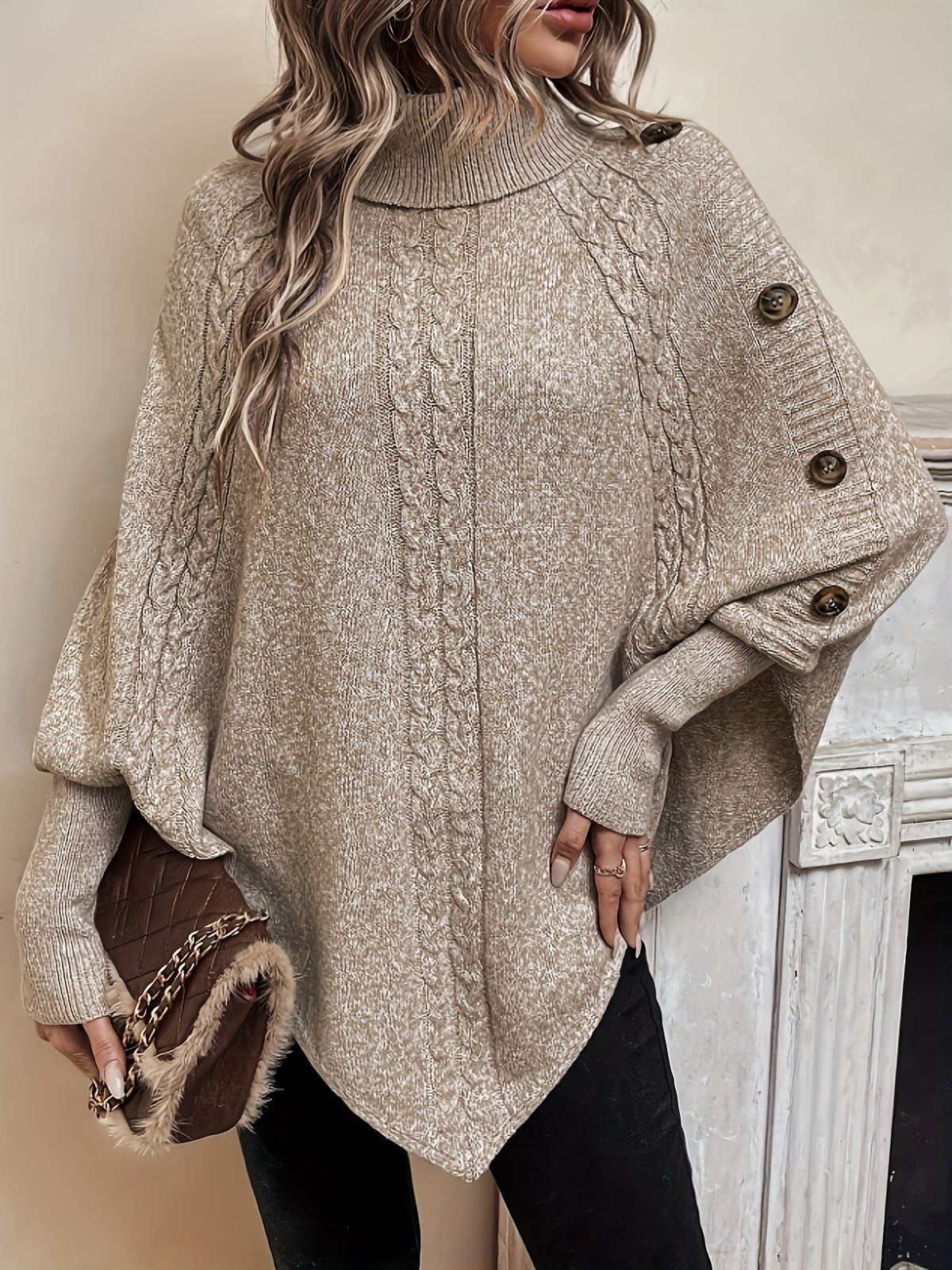 Jas Dames Cape-stijl Vleermuismouw Revers Midi