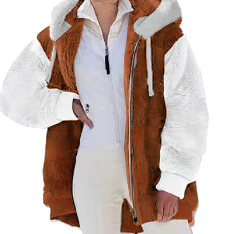 Jas Dames Oversized Fleece Capuchon Rits