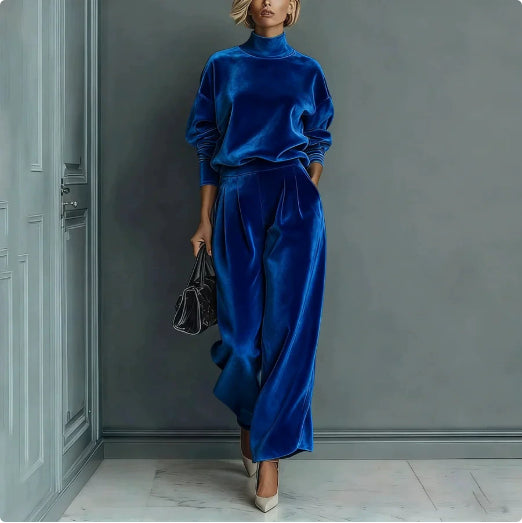 Co-ord set Dames Hoge Hals Rits Wijde Pijpen Sportief
