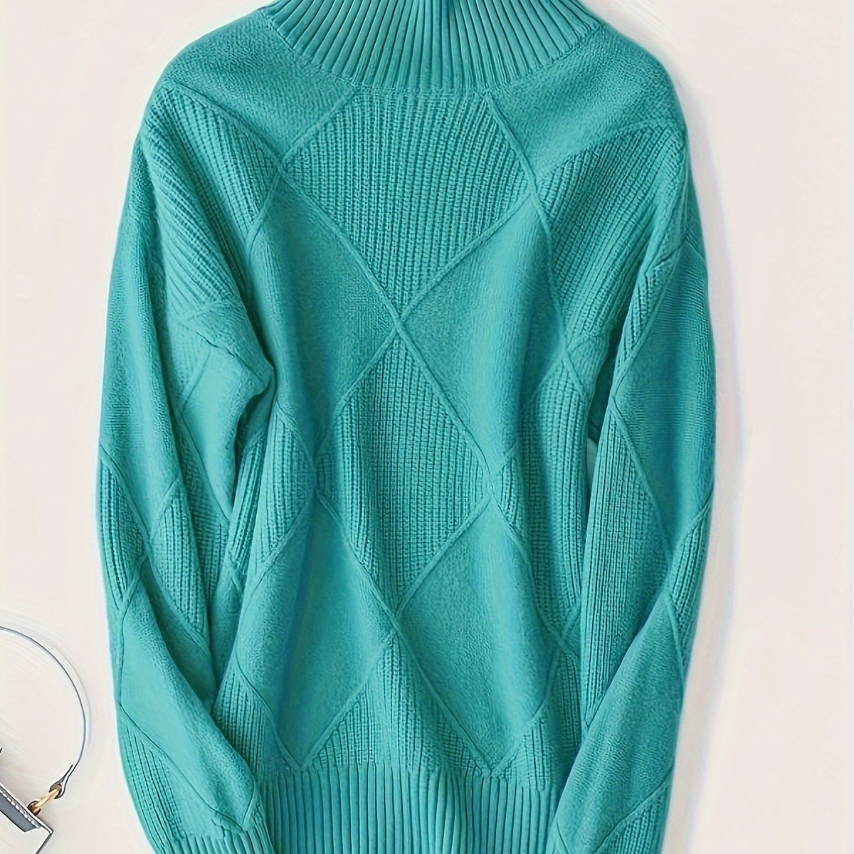 Miss | Trui Dames Oversized Hoge Kraag Ruitpatroon - Gebreid