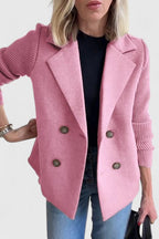 Blazer Dames Dubbelrijig Gebreide Mouwen Getailleerd