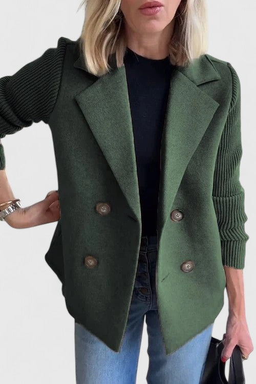 Blazer Dames Dubbelrijig Gebreide Mouwen Getailleerd
