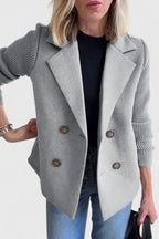 Blazer Dames Dubbelrijig Gebreide Mouwen Getailleerd