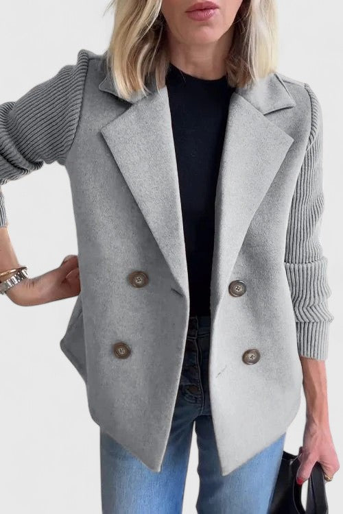 Blazer Dames Dubbelrijig Gebreide Mouwen Getailleerd