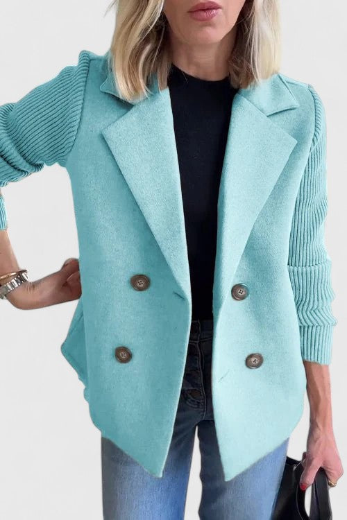 Blazer Dames Dubbelrijig Gebreide Mouwen Getailleerd