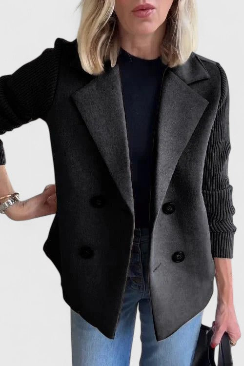 Blazer Dames Dubbelrijig Gebreide Mouwen Getailleerd