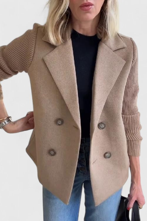 Blazer Dames Dubbelrijig Gebreide Mouwen Getailleerd