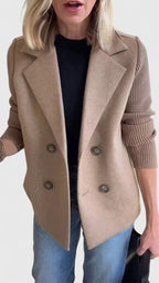 Blazer Dames Dubbelrijig Gebreide Mouwen Getailleerd