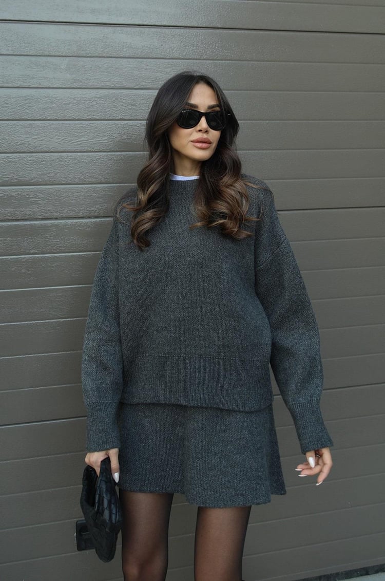 Miss | Tweedelige Set Dames Trui + Rok - Co-ord Set Wol