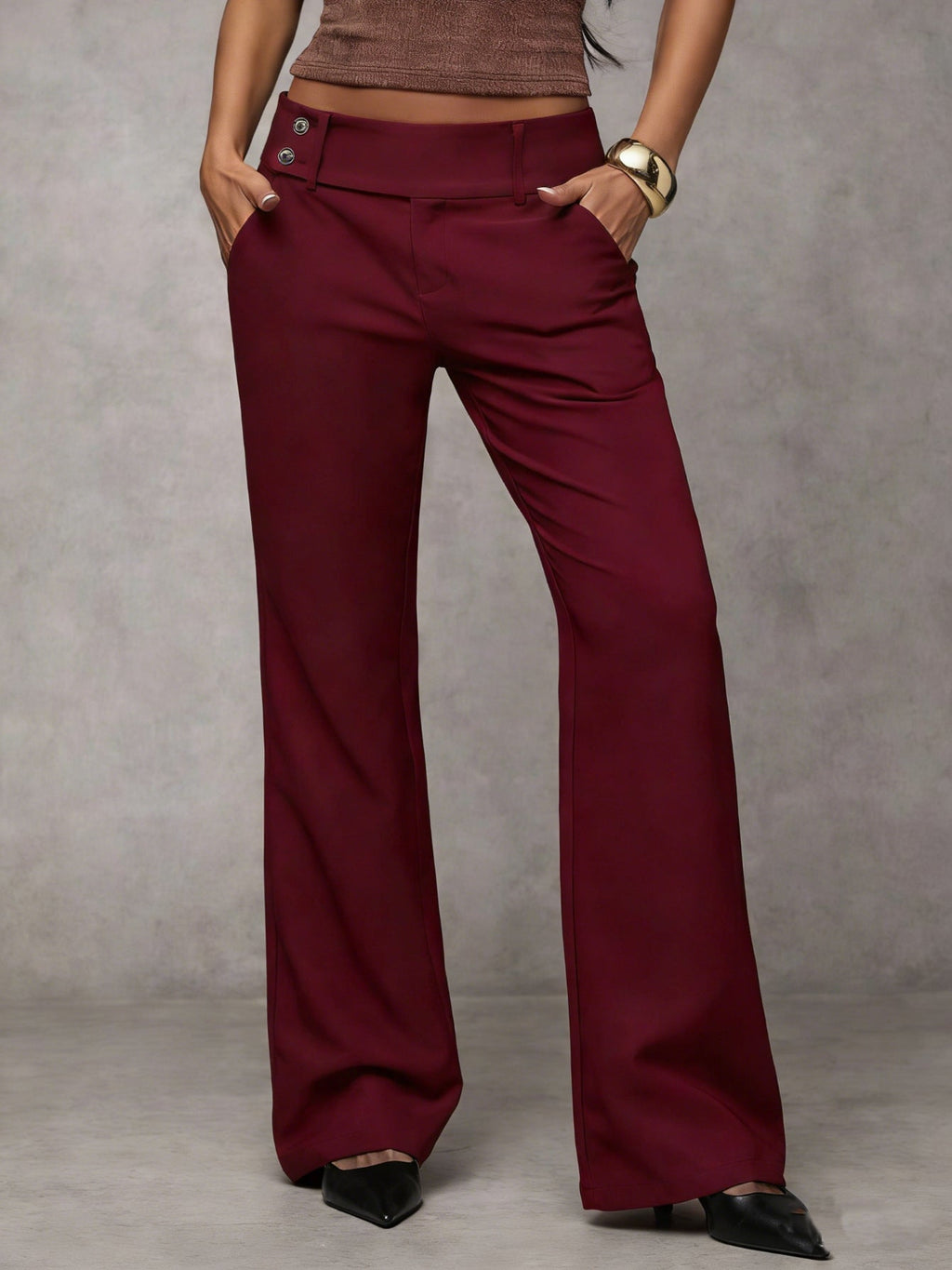 Broek Dames Hoge Taille Rechte Pijp Losse Pasvorm