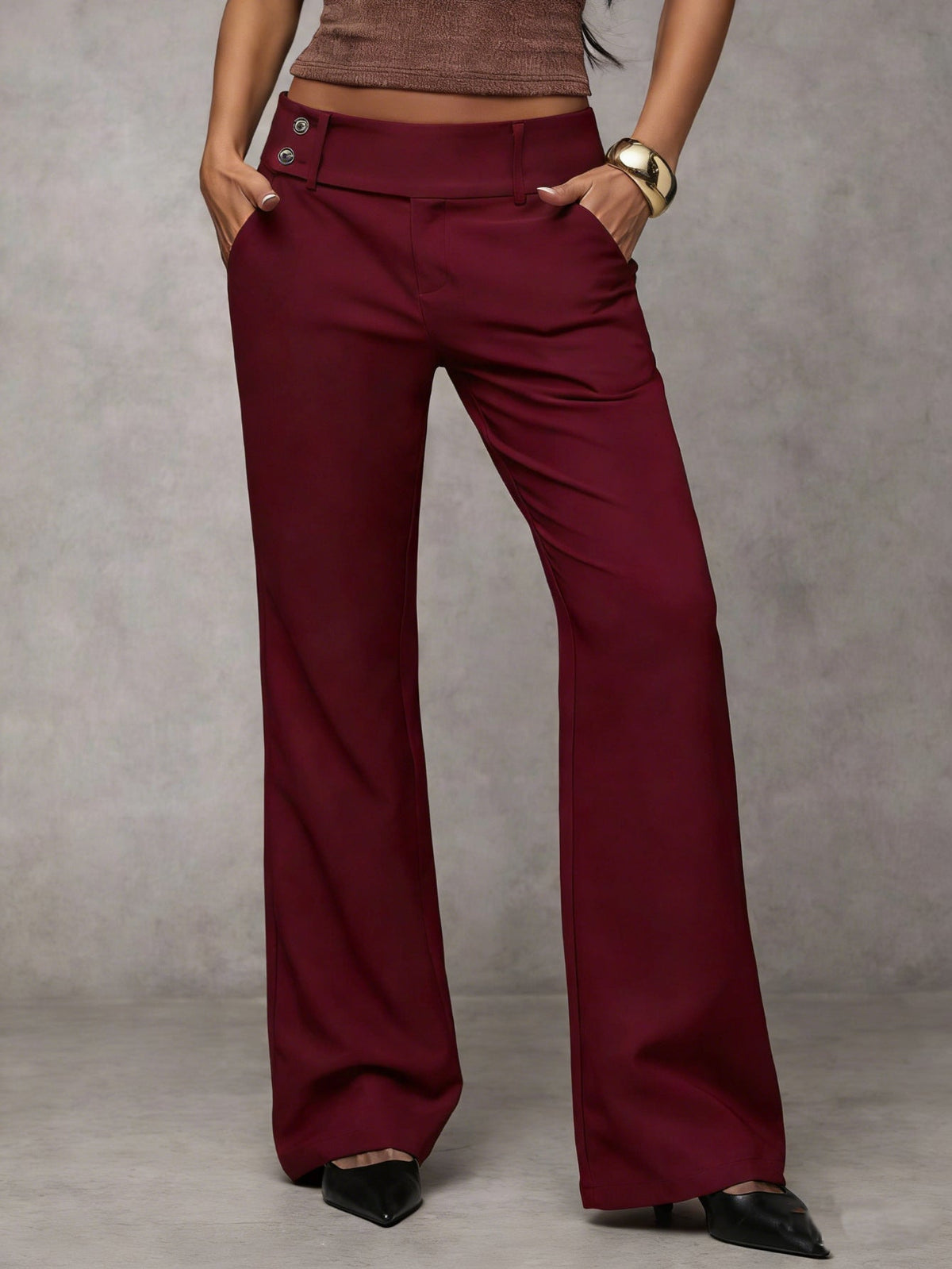 Broek Dames Hoge Taille Rechte Pijp Losse Pasvorm